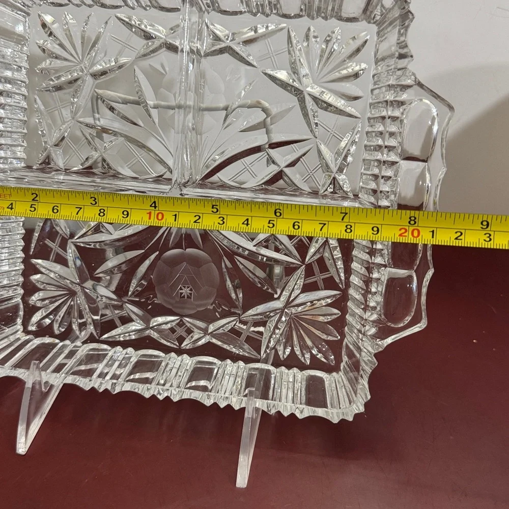 Vintage Lead Crystal Relish Dish, Elegant, and Pristine Divided 3-Section